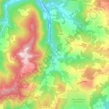 Fontebuona topographic map, elevation, terrain