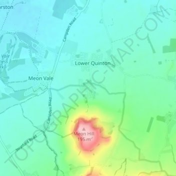 Upper Quinton topographic map, elevation, terrain