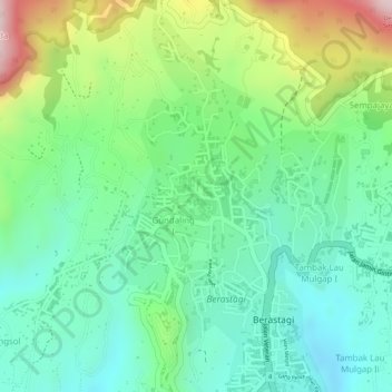Sibayak topographic map, elevation, terrain