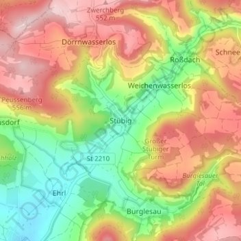 Stübig topographic map, elevation, terrain
