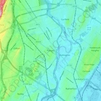 Passaic topographic map, elevation, terrain