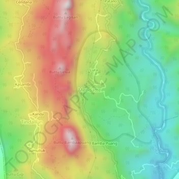 Mendatte topographic map, elevation, terrain