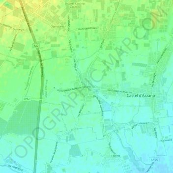 Azzano topographic map, elevation, terrain