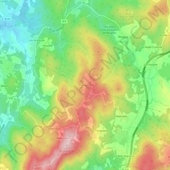 Massauvas topographic map, elevation, terrain