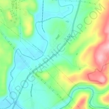 Coral topographic map, elevation, terrain