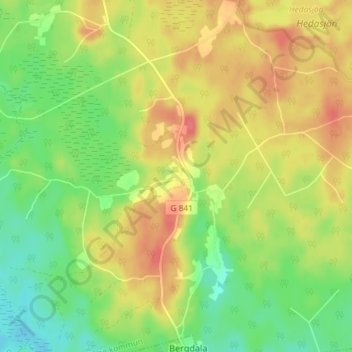 Björneke topographic map, elevation, terrain
