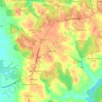 Chapel Hill topographic map, elevation, terrain