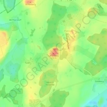 Lünenberg topographic map, elevation, terrain