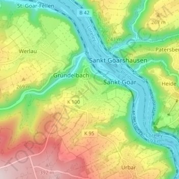 Biebernheim topographic map, elevation, terrain