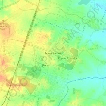 Nava Raipur topographic map, elevation, terrain