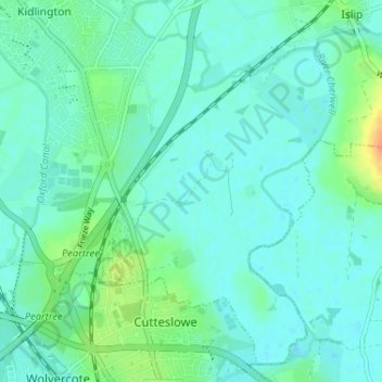 Water Eaton topographic map, elevation, terrain