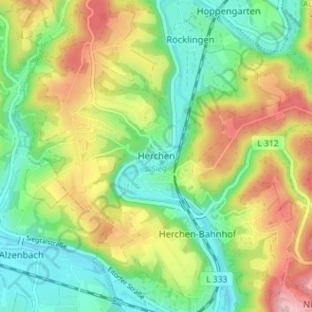 Herchen topographic map, elevation, terrain