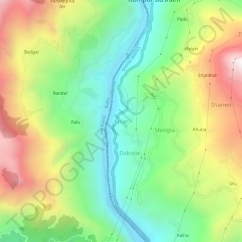 Kolar topographic map, elevation, terrain