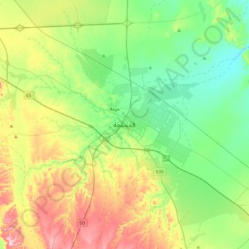 Al Majma'ah topographic map, elevation, terrain