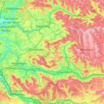 Berglen topographic map, elevation, terrain