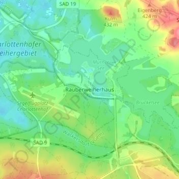 Rauberweiherhaus topographic map, elevation, terrain
