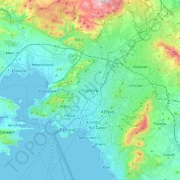 Peristeri topographic map, elevation, terrain