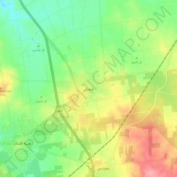 Souran topographic map, elevation, terrain
