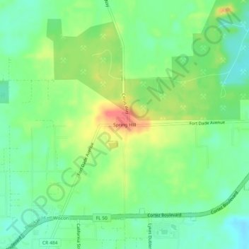 Spring Hill topographic map, elevation, terrain