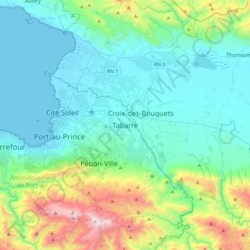 Tabarre topographic map, elevation, terrain
