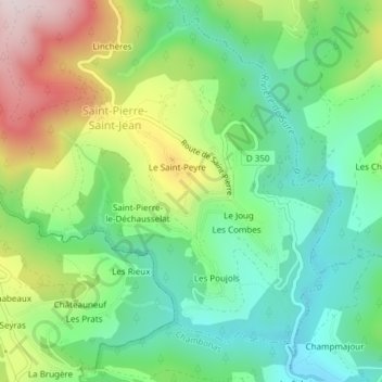 Le Vidou topographic map, elevation, terrain