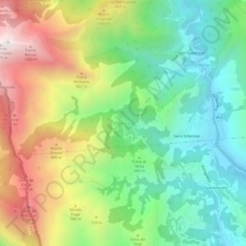 Villatella topographic map, elevation, terrain