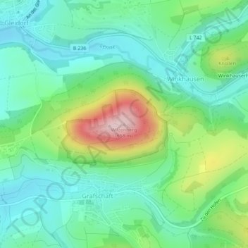 Wilzenberg topographic map, elevation, terrain