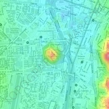 Cerro Nutibara topographic map, elevation, terrain