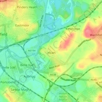 Heath topographic map, elevation, terrain