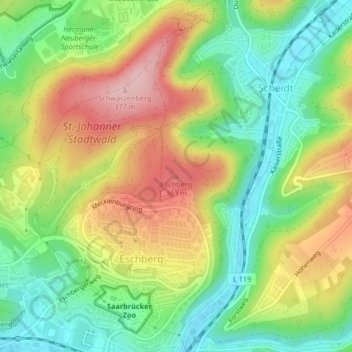 Eschberg topographic map, elevation, terrain