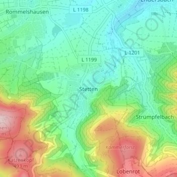 Stetten topographic map, elevation, terrain
