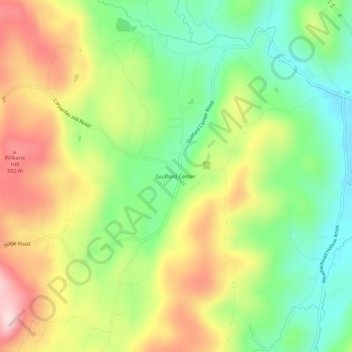Guilford Center topographic map, elevation, terrain