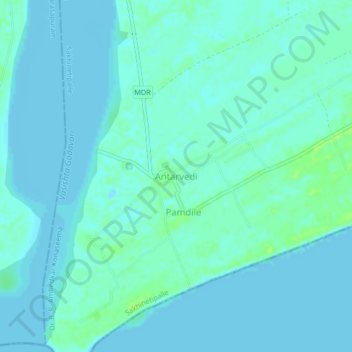 Antarvedi topographic map, elevation, terrain