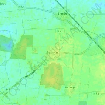 Bettmar topographic map, elevation, terrain
