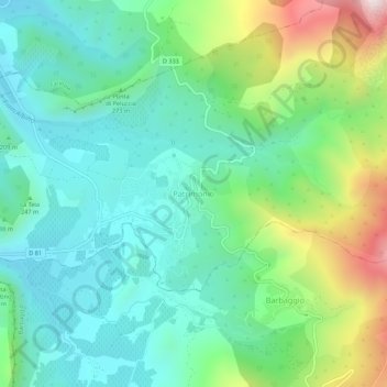 Patrimonio topographic map, elevation, terrain