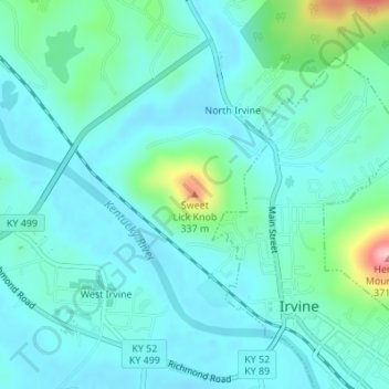 Sweet Lick Knob topographic map, elevation, terrain