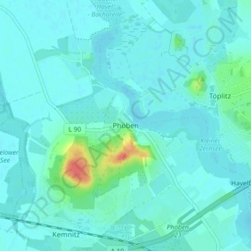Phöben topographic map, elevation, terrain