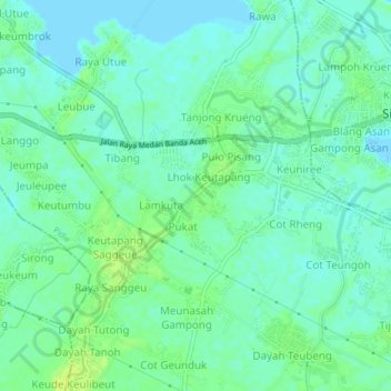 Paloh topographic map, elevation, terrain