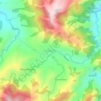 Platanillo topographic map, elevation, terrain