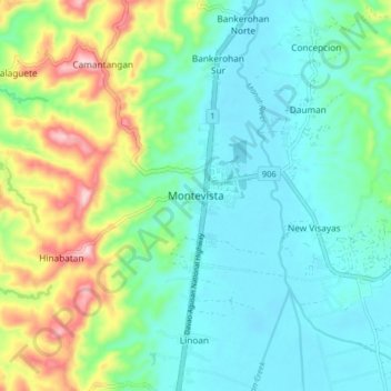 Montevista topographic map, elevation, terrain