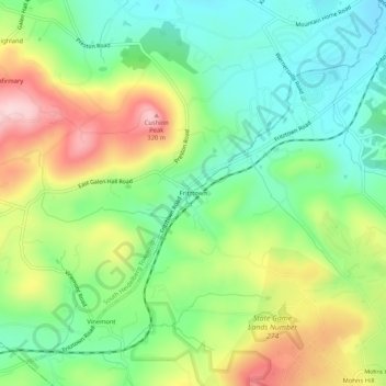 Fritztown topographic map, elevation, terrain