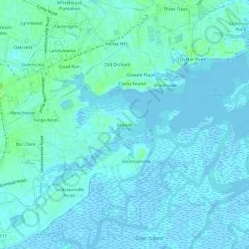Seaside topographic map, elevation, terrain