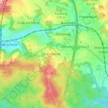 Forsthub topographic map, elevation, terrain