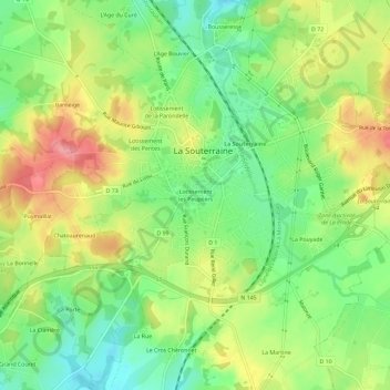 Lotissement les Peupliers topographic map, elevation, terrain