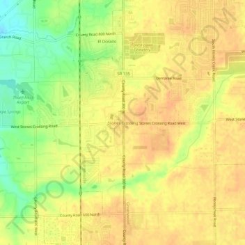 Stones Crossing topographic map, elevation, terrain