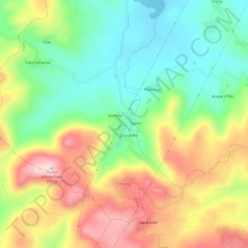 Zuccaledda topographic map, elevation, terrain