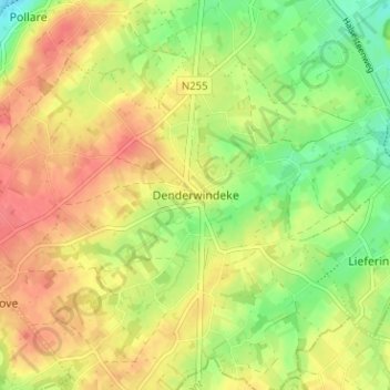 Denderwindeke topographic map, elevation, terrain