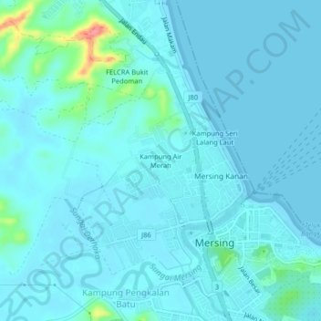 Kampung Air Merah topographic map, elevation, terrain