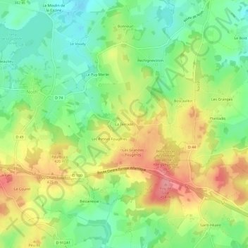 La Terrade topographic map, elevation, terrain
