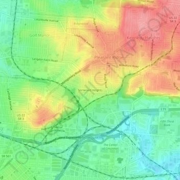 Norwood Heights topographic map, elevation, terrain